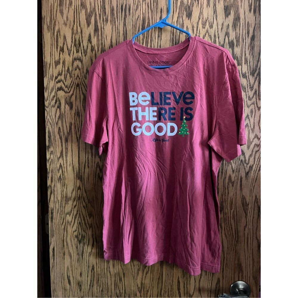 Life Is Good Believe There Is Good Shorts Sleeve Christmas T-Shirt Size Medium